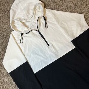 Albion Hooded Half-Zip Anorak Pullover Jacket – White/Black – Men's Large